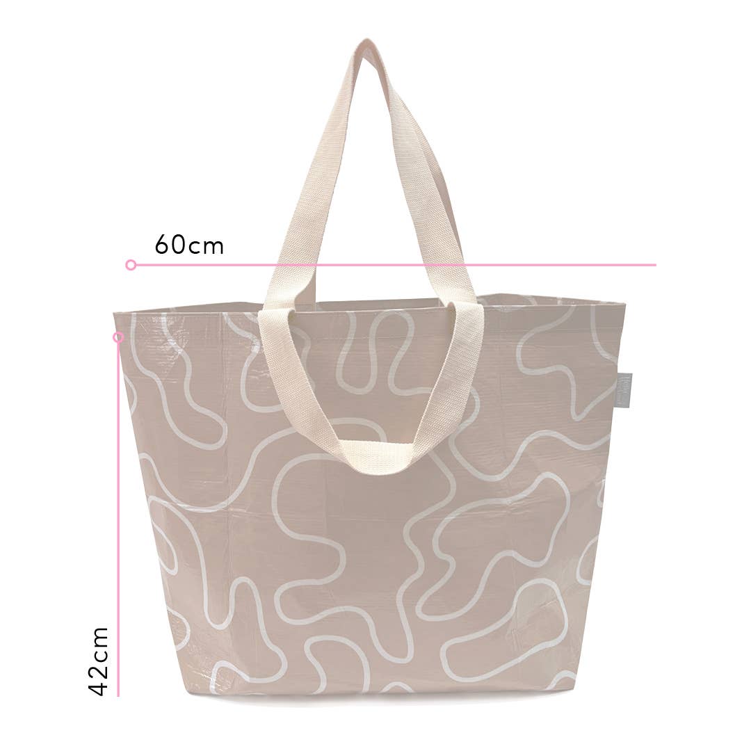 Large Tote Bag - Neutral Squiggles