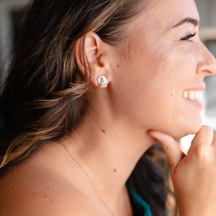 Snow Globe Enamel Studs
