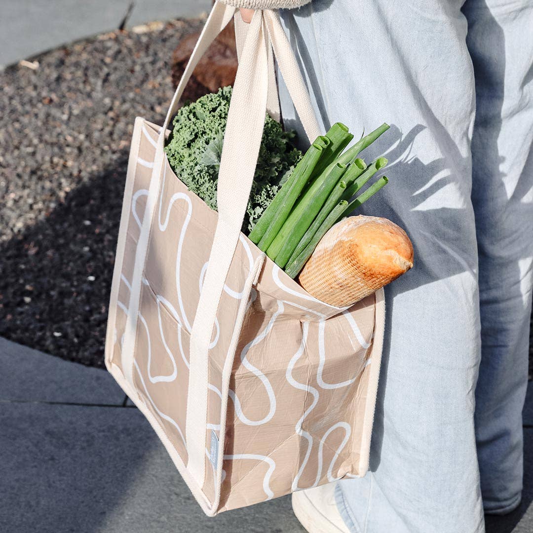 Market Tote Bag - Neutral Squiggles