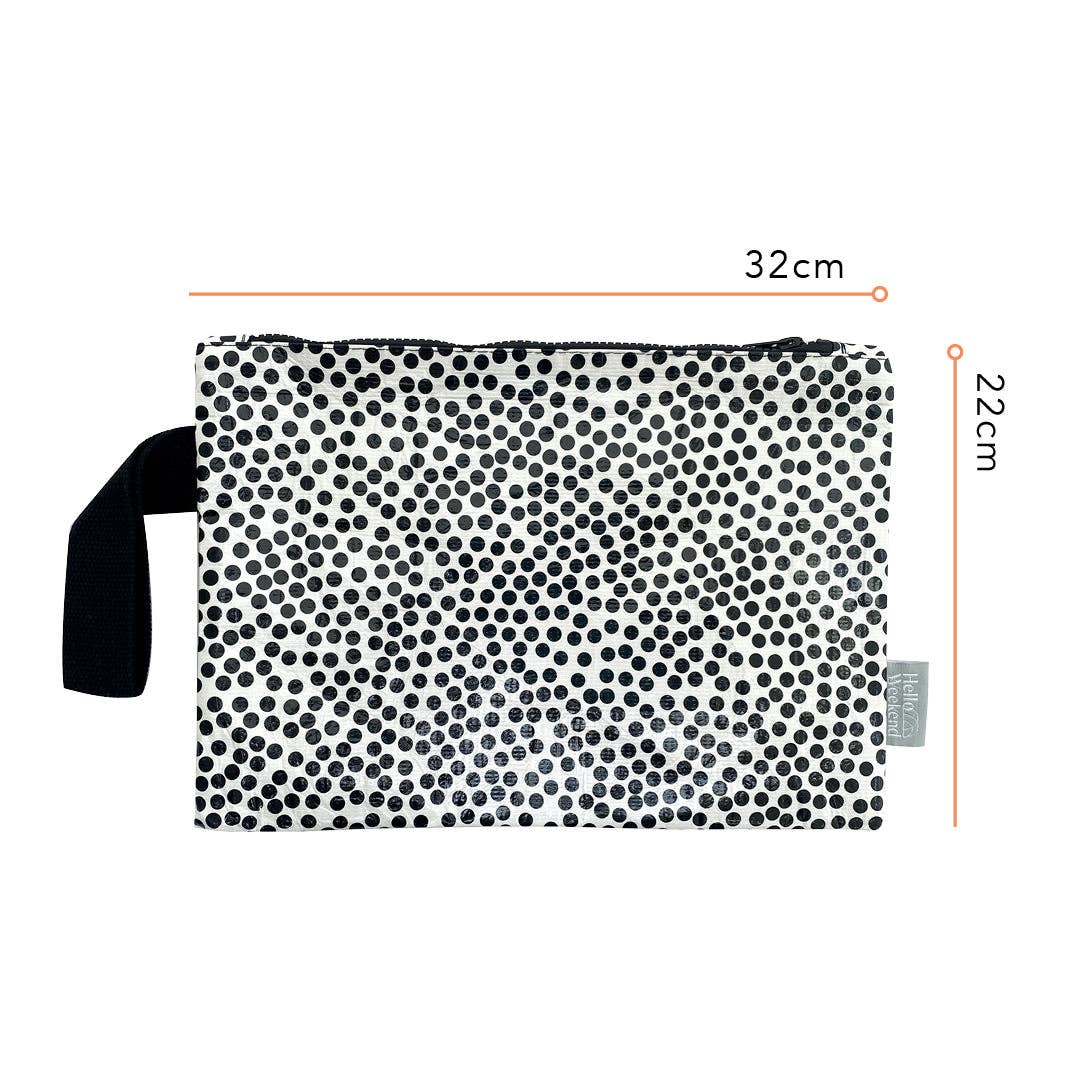 Zipper Pouch - Black & White Spots