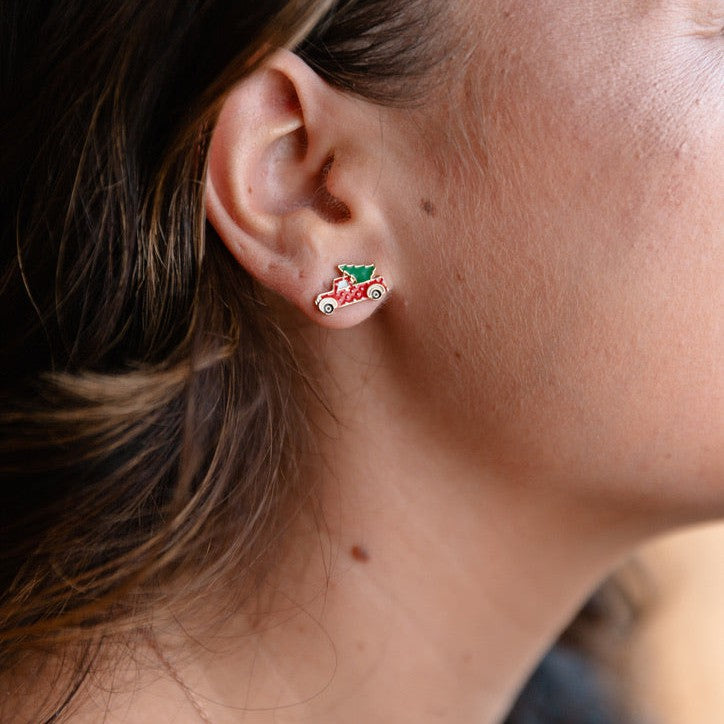 Red Truck Enamel Studs
