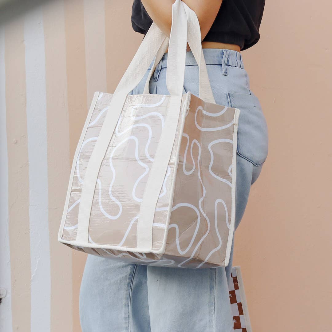Market Tote Bag - Neutral Squiggles