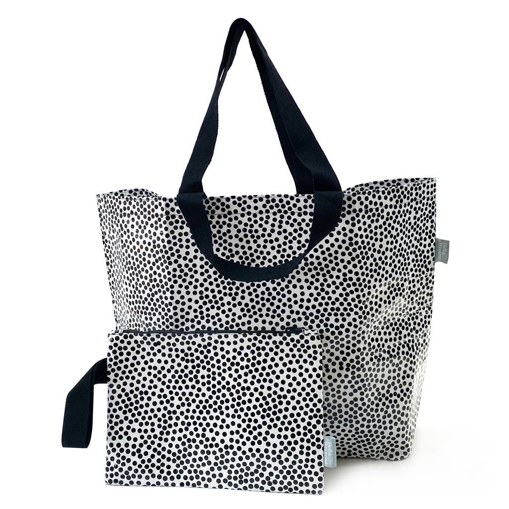 Large Tote Bag - Black & White Spots
