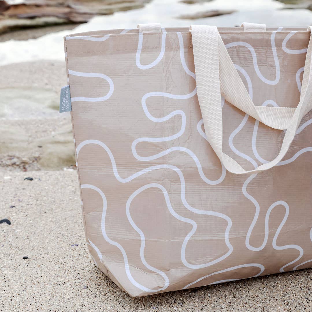 Large Tote Bag - Neutral Squiggles