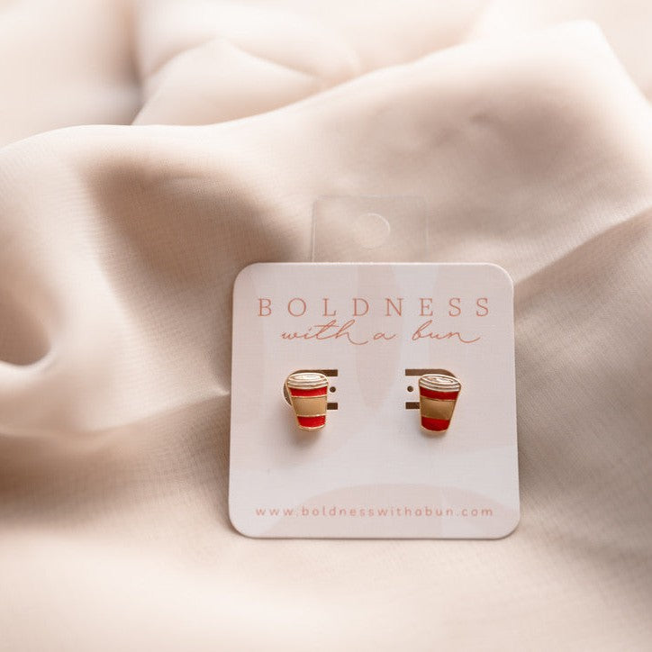 Red Coffee Enamel Studs