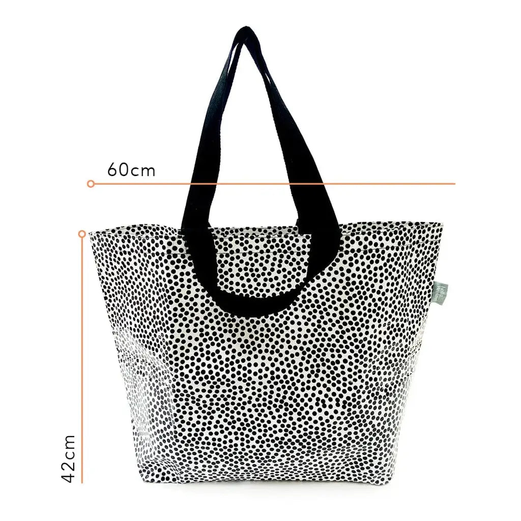 Large Tote Bag - Black & White Spots