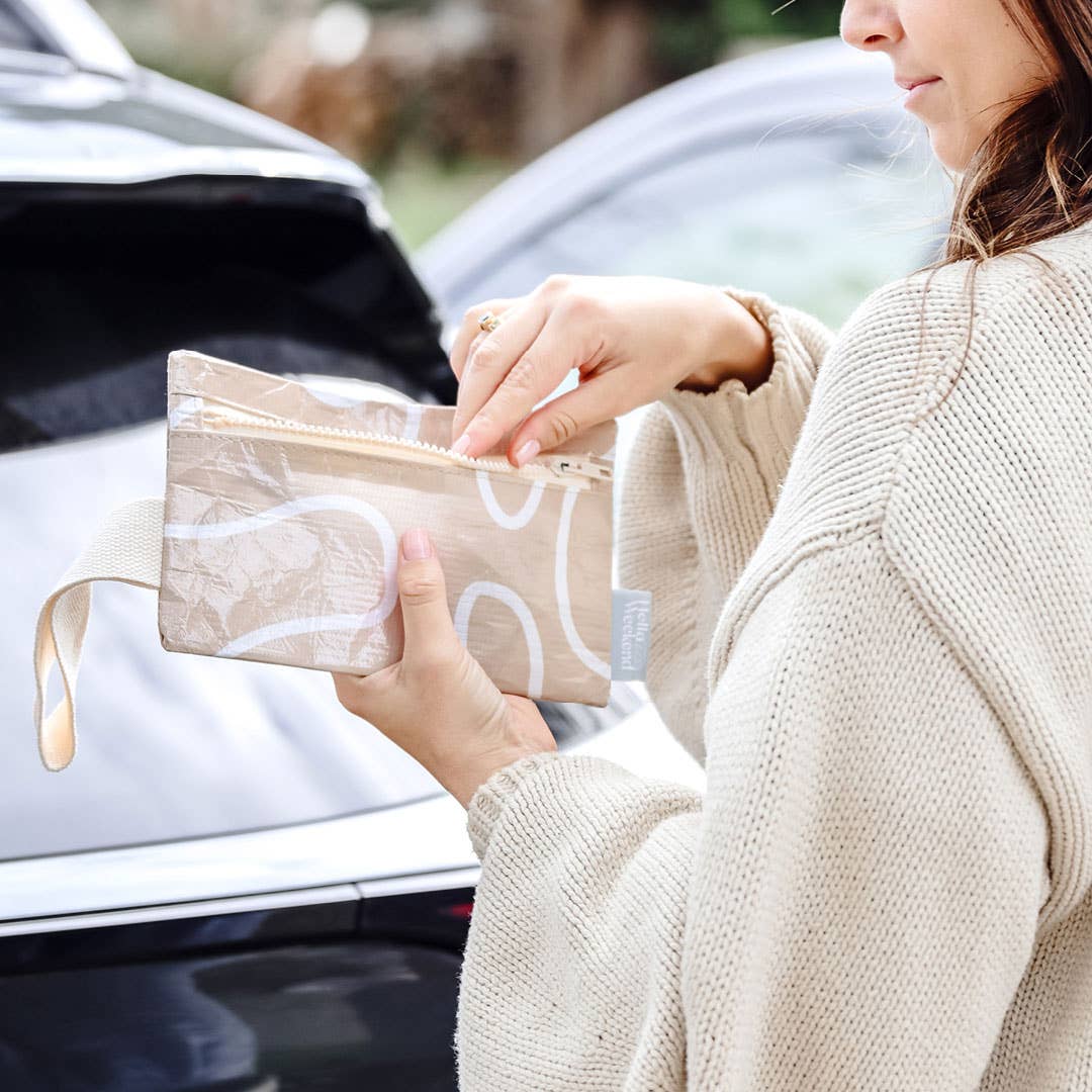 Mini Zipper Pouch - Neutral Squiggles