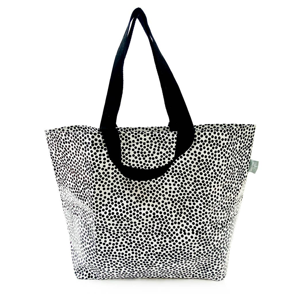 Large Tote Bag - Black & White Spots