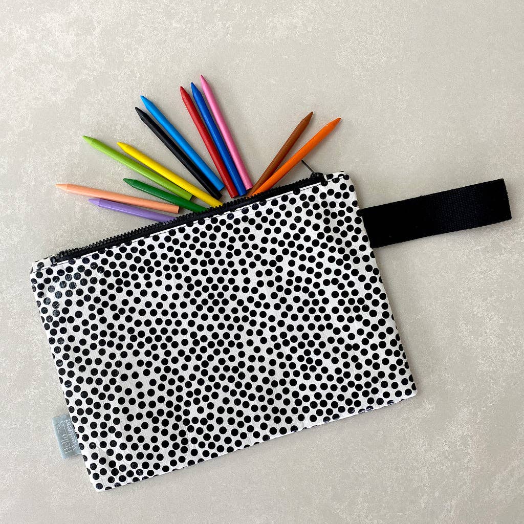 Zipper Pouch - Black & White Spots