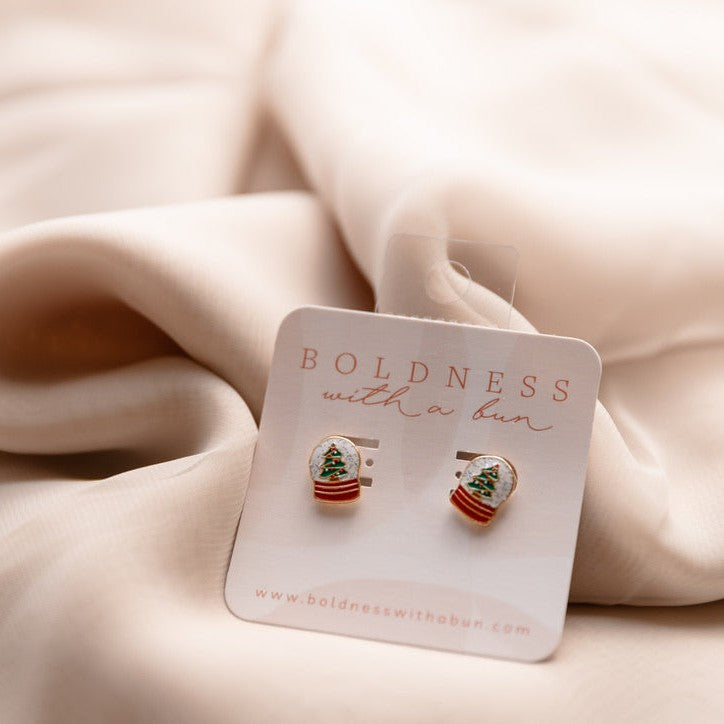 Snow Globe Enamel Studs