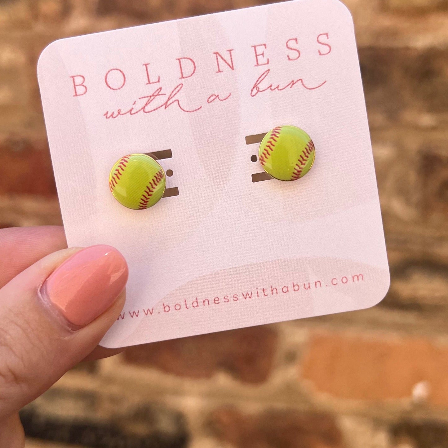 Softball enamel stud earrings