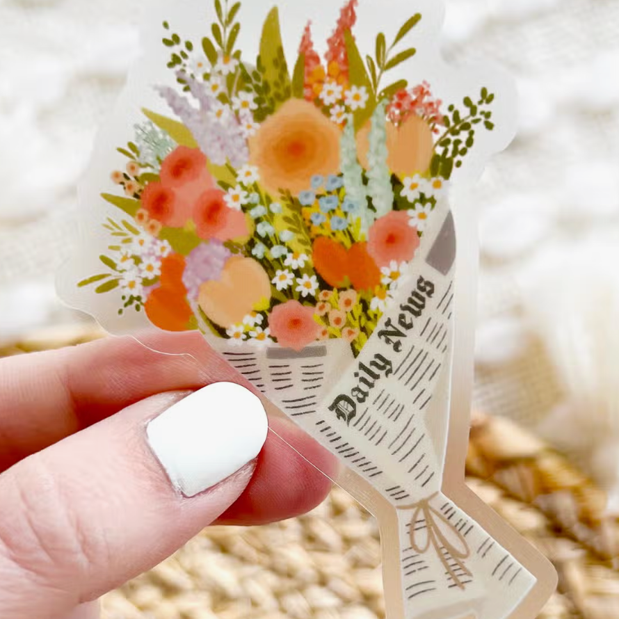 Floral Newspaper Sticker