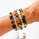 Gold Leopard Stack of Bracelets-Boldness with a Bun