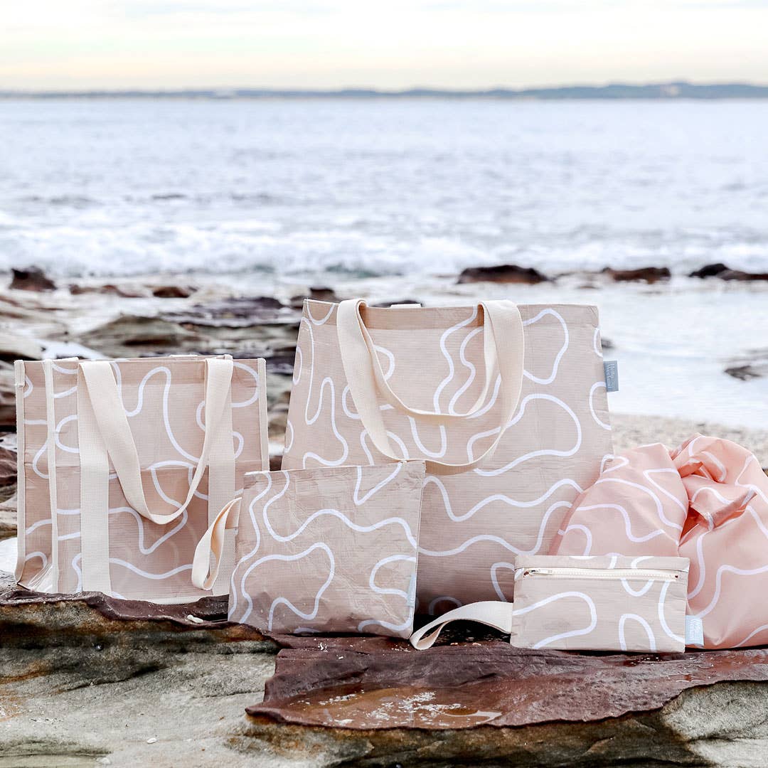 Large Tote Bag - Neutral Squiggles