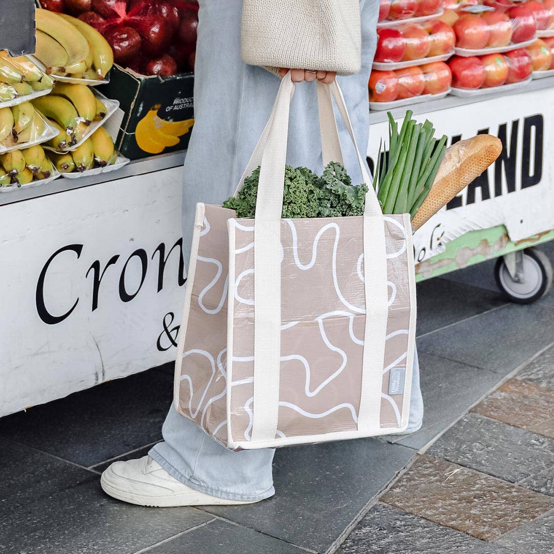 Market Tote Bag - Neutral Squiggles
