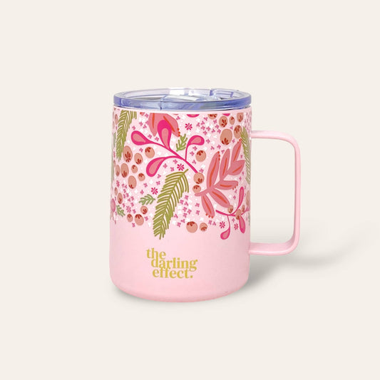 Insulated Coffee Mug - Jolly Sprig Pink-Boldness with a Bun