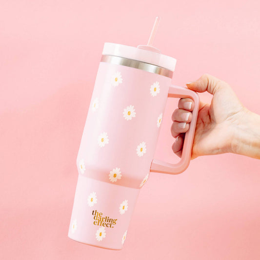 40oz Take Me Everywhere Tumbler - Dancing Daisy Pink-Boldness with a Bun