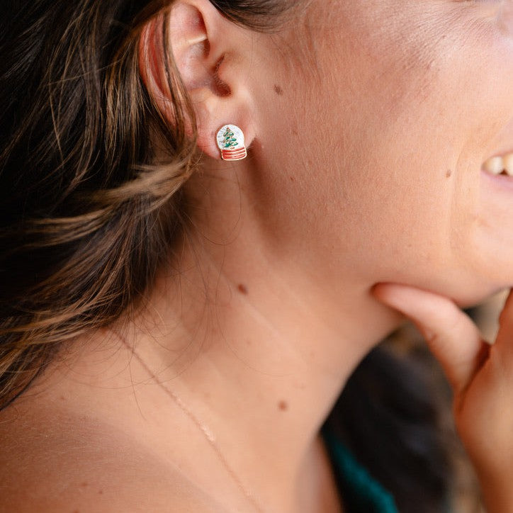 Snow Globe Enamel Studs