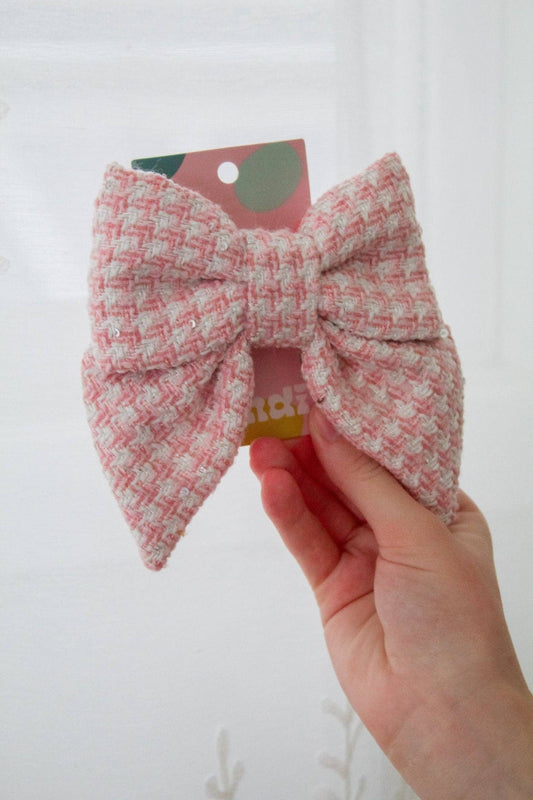 Andrea | Blush Tweed Bow