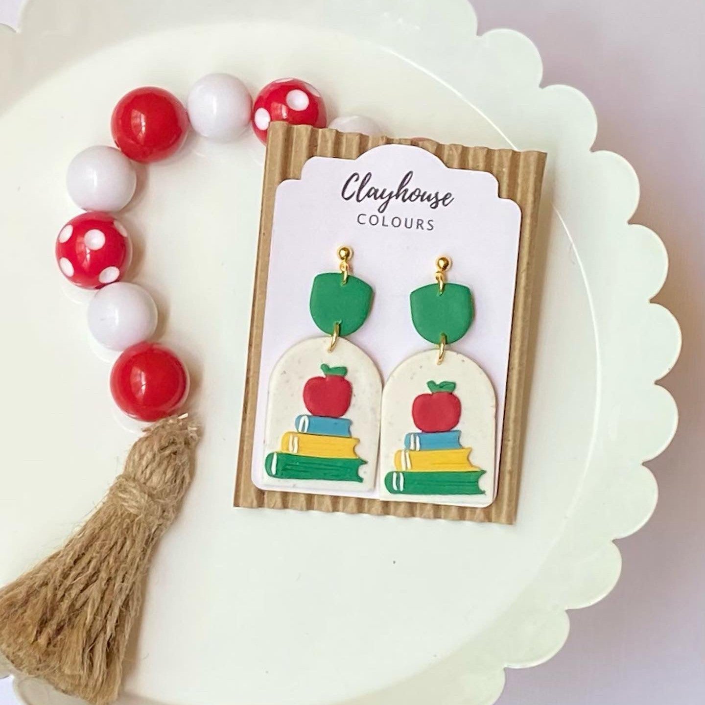 Book Stack Clay Earrings
