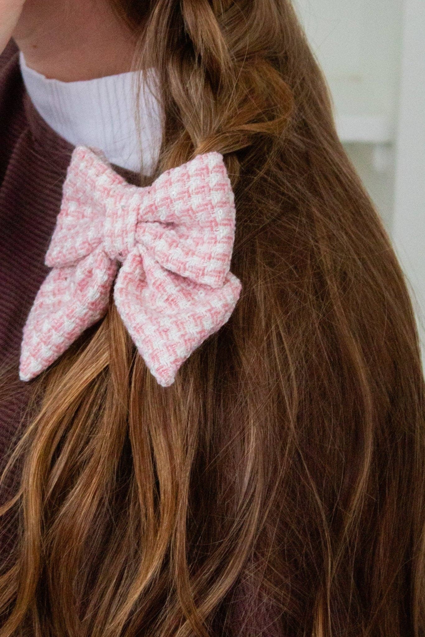 Andrea | Blush Tweed Bow