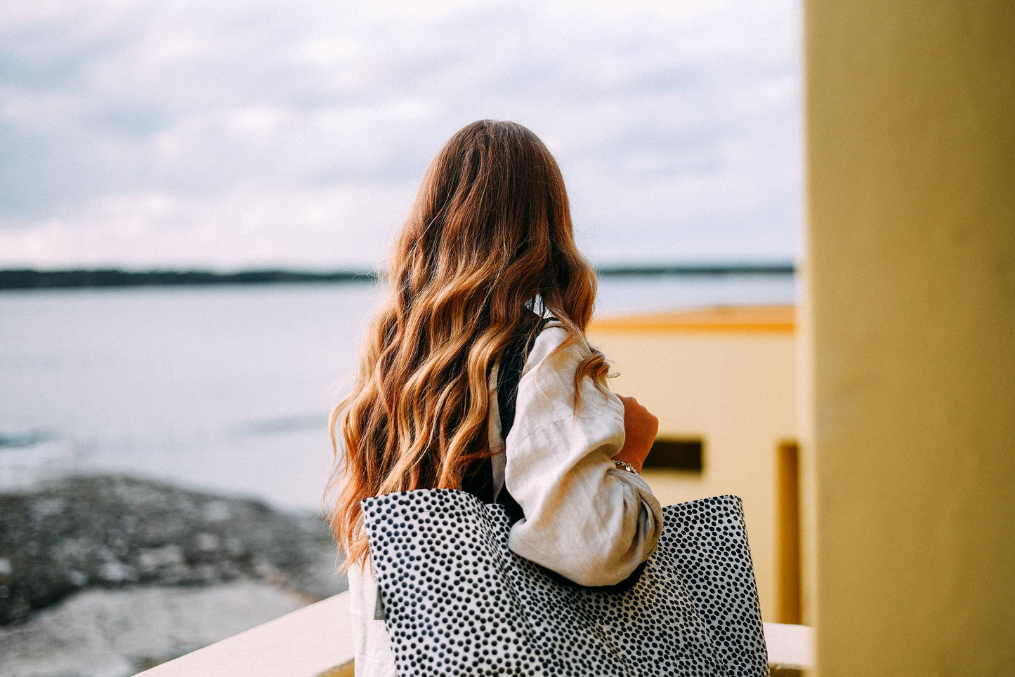 Large Tote Bag - Black & White Spots
