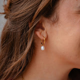 Calla | Pearl Drop Huggies