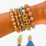 Peach Leopard Stack of Bracelets-Boldness with a Bun