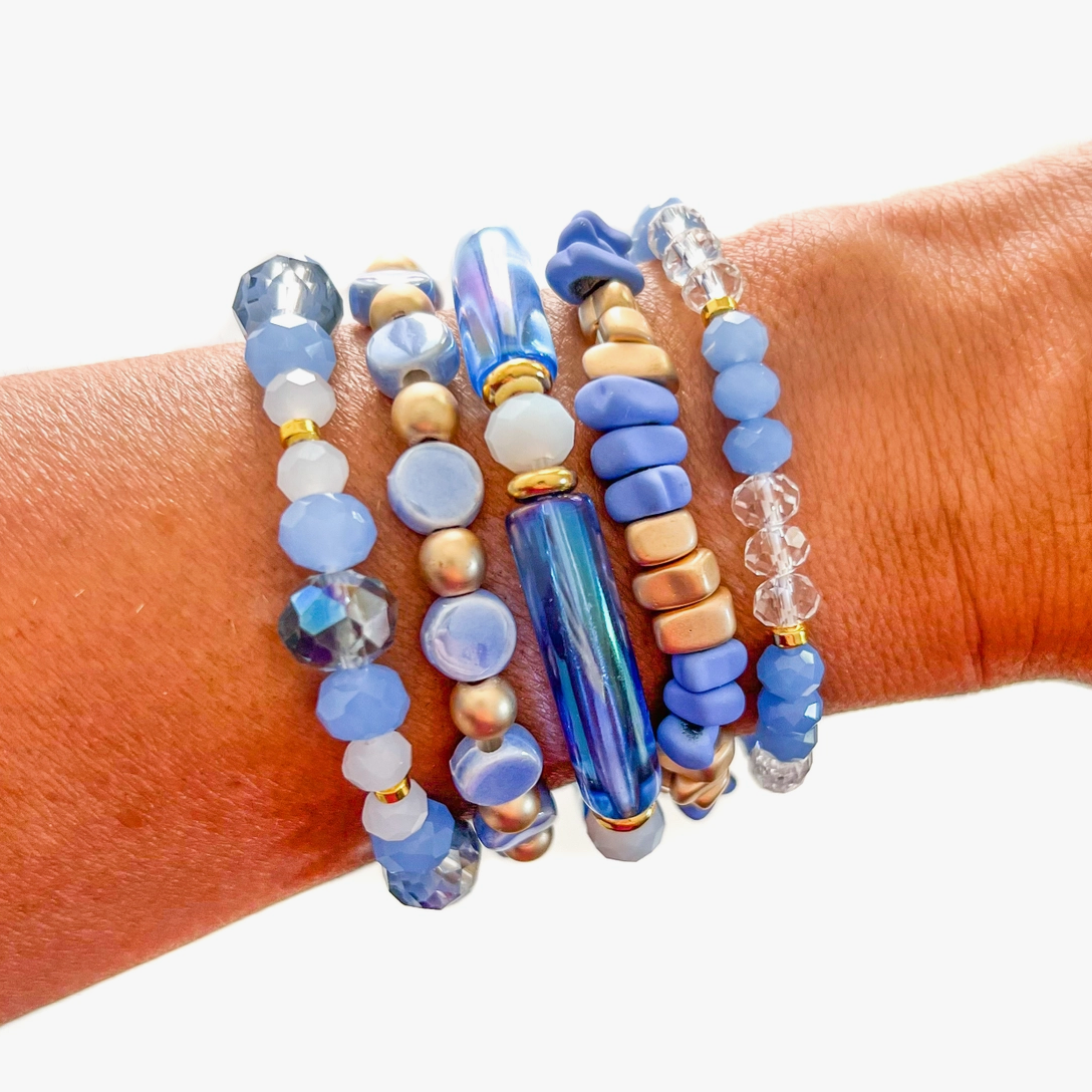 Periwinkle Stack of Bracelets-Boldness with a Bun