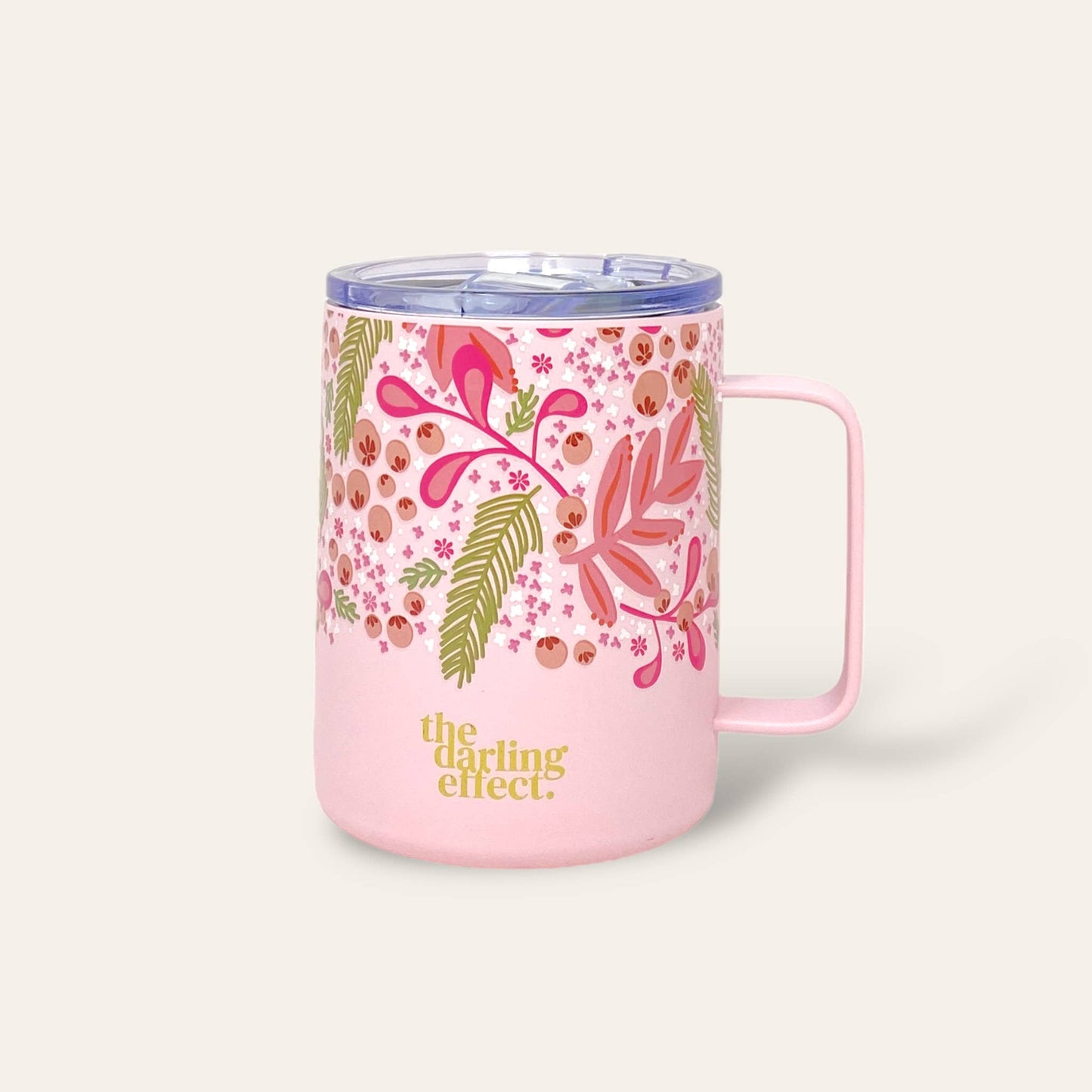 Insulated Coffee Mug - Jolly Sprig Pink