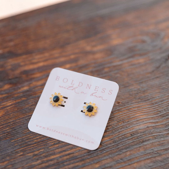 Sunflower Enamel Studs-Boldness with a Bun