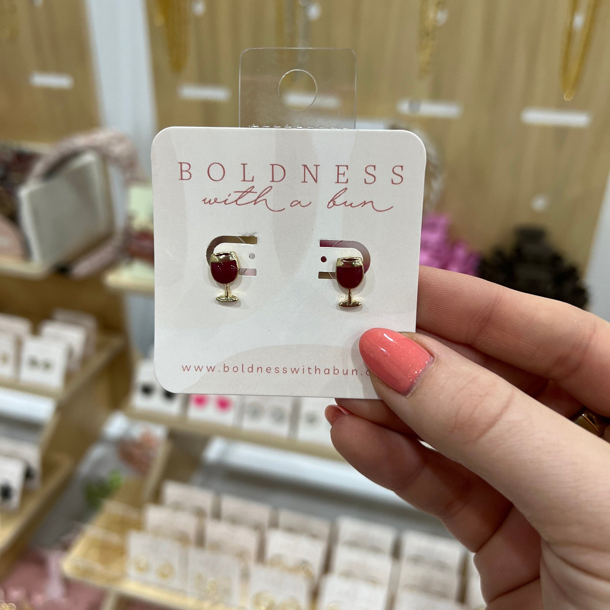 Wine Enamel Studs-Boldness with a Bun