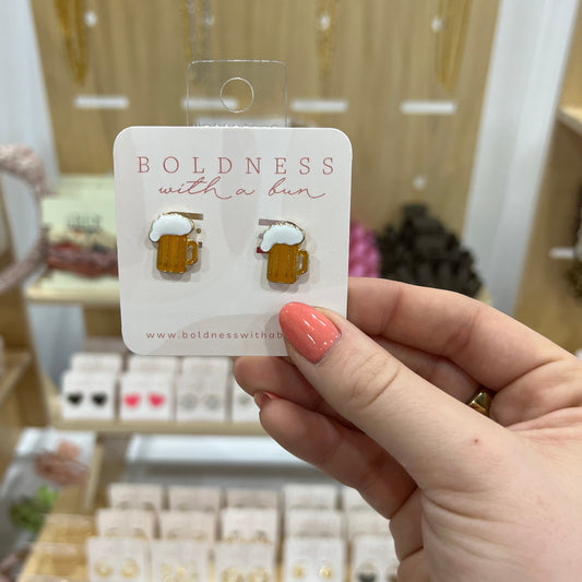 Beer Enamel Studs-Boldness with a Bun